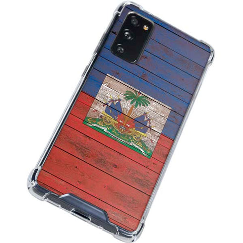 Haiti Flag Dark Wood Galaxy S20 FE Clear Case